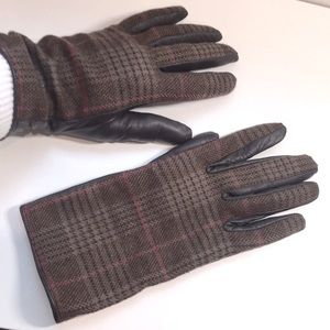 Brown & Plaid / Leather Gloves SZ S